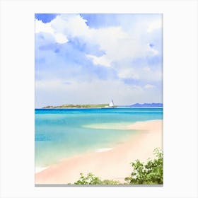 West End Bay, Anguilla Watercolour Canvas Print