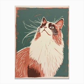 Ragdoll Cat Linocut Blockprint 4 Canvas Print