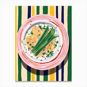 A Plate Of Asparagus, Top View Food Illustration 2 Canvas Print