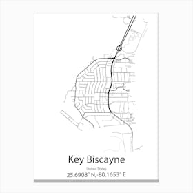 Key Biscayne,United States Minimalist Map Toile