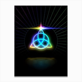 Neon Geometric Glyph in Candy Blue and Pink with Rainbow Sparkle on Black n.0062 Canvas Print