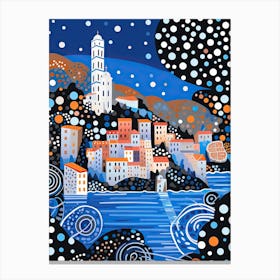 Portovenere, Italy, Illustration In The Style Of Pop Art 2 Canvas Print