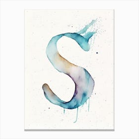 S  Letter, Alphabet Minimalist Watercolour 8 Canvas Print