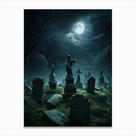 Graveyard At Night 17 Canvas Print