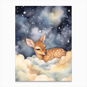 Baby Deer 7 Sleeping In The Clouds Canvas Print