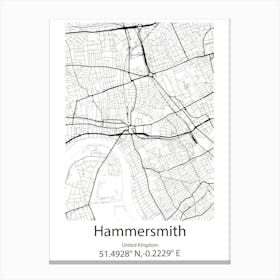 Hammersmith,United Kingdom Minimalist Map Canvas Print