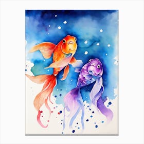 Twin Goldfish Watercolor Painting (89) Canvas Print