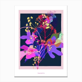 Gypsophila (Baby S Breath) 4 Neon Flower Collage Poster Canvas Print