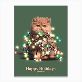 Happy Holidays From The Cat Canvas Print