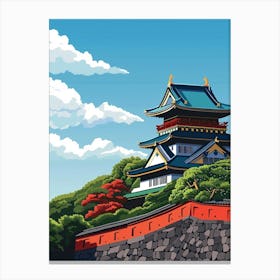 Tokyo Imperial Palace 3 Colourful Illustration Canvas Print