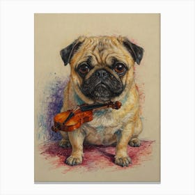 Pug With Violin Canvas Print
