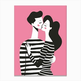 Couple Kissing In Black And White Canvas Print