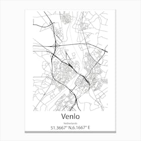 Venlo,Netherlands Minimalist Map Canvas Print