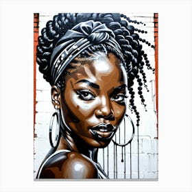 Graffiti Mural Of Beautiful Black Woman 322 Canvas Print