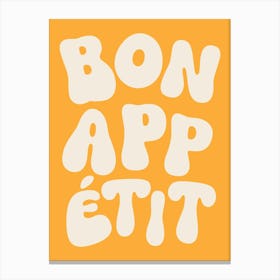 Bon Appetit - White & Yellow Canvas Print