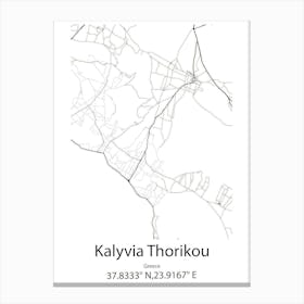 Kalyvia Thorikou,Greece Minimalist Map Canvas Print