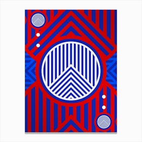 Geometric Abstract Glyph in White on Red and Blue Array n.0051 Canvas Print