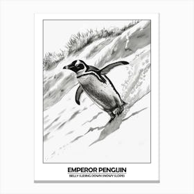 Penguin Belly Sliding Down Snowy Slopes Poster Canvas Print