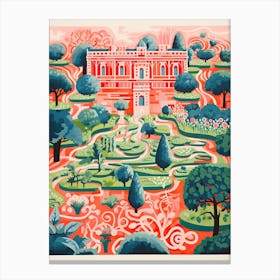 Chateau De Villandry Gardens Abstract Riso Style 1 Canvas Print