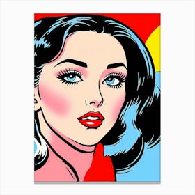 Vivid Empowerment: A Close-Up of Pop Art Femininity Pop Art Canvas Print