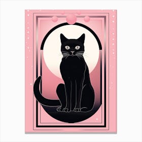 The Temperance Tarot Card, Black Cat In Pink 3 Canvas Print