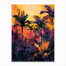 Palm Trees At Sunset Canvas Print