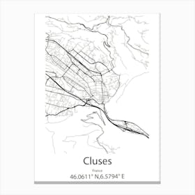 Cluses,France Minimalist Map Canvas Print