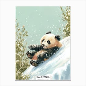 Giant Panda Cub Sliding Down A Snowy Hill Poster 4 Canvas Print