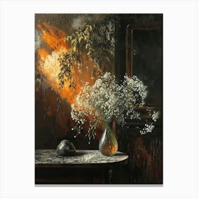 Baroque Floral Still Life Babys Breath 2 Canvas Print