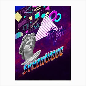 Isometric Synthwave: Apollo & pyramid [synthwave/vaporwave/cyberpunk] — aesthetic poster, retrowave poster, neon poster Canvas Print