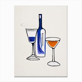 Fernet Sour Picasso Line Drawing Cocktail Poster Canvas Print