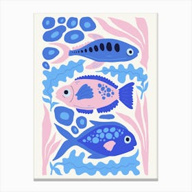 Blue And Pink Fish Ocean Collection Boho 2 Canvas Print