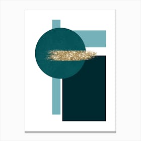 Teal and Gold Geometric Shapes Art Canvas Print