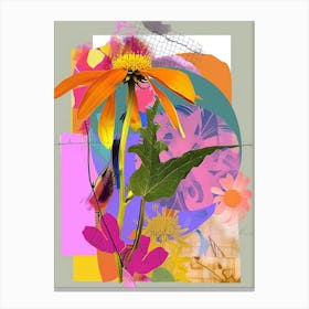 Black Eyed Susan 2 Neon Flower Collage Canvas Print