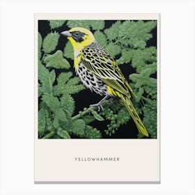 Ohara Koson Inspired Bird Painting Yellowhammer 1 Poster Canvas Print
