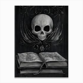 Skull And Book Canvas Print