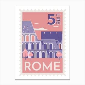 Rome City Stamp Pink Canvas Print