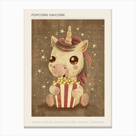 Unicorn Eating Popcorn Mustard Muted Pastels 2 Poster Canvas Print