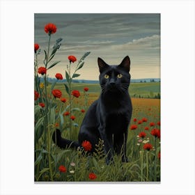 Black Cat In A Field Canvas Print