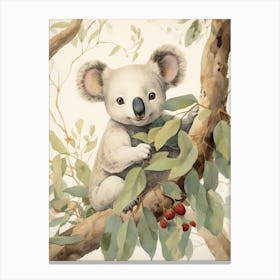 Storybook Animal Watercolour Koala 4 Canvas Print