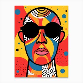 Geometric Face With Patterns And Sunglasses 4 Canvas Print