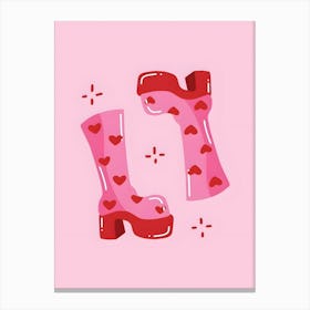 Valentine'S Day Boots Canvas Print