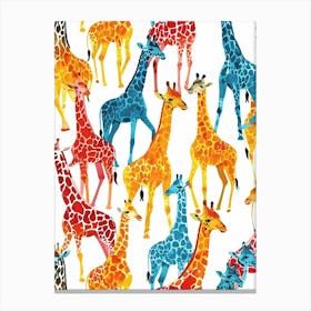 Giraffe Colourful Watercolour Pattern 3 Canvas Print