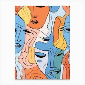 Colourful Abstract Face Line Drawing 2 Canvas Print