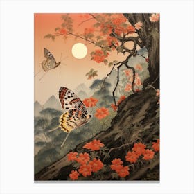 Butterflies At Dusk Japanese Style Painting Canvas Print