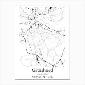 Gateshead,United Kingdom Minimalist Map Canvas Print