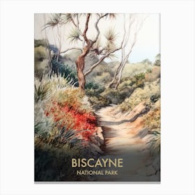 Biscayne National Park Watercolour Vintage Travel Poster 3 Canvas Print