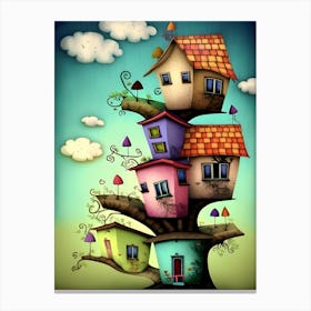 Houses On A Tree 2 Canvas Print