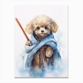Poodle Dog As A Jedi 3 Canvas Print