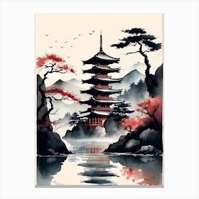 Japanese Landscape Watercolor Painting (57) Canvas Print
